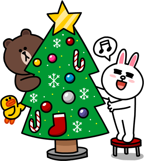 Line Stickers For Christmas - Cony And Brown Christmas (600x600), Png Download