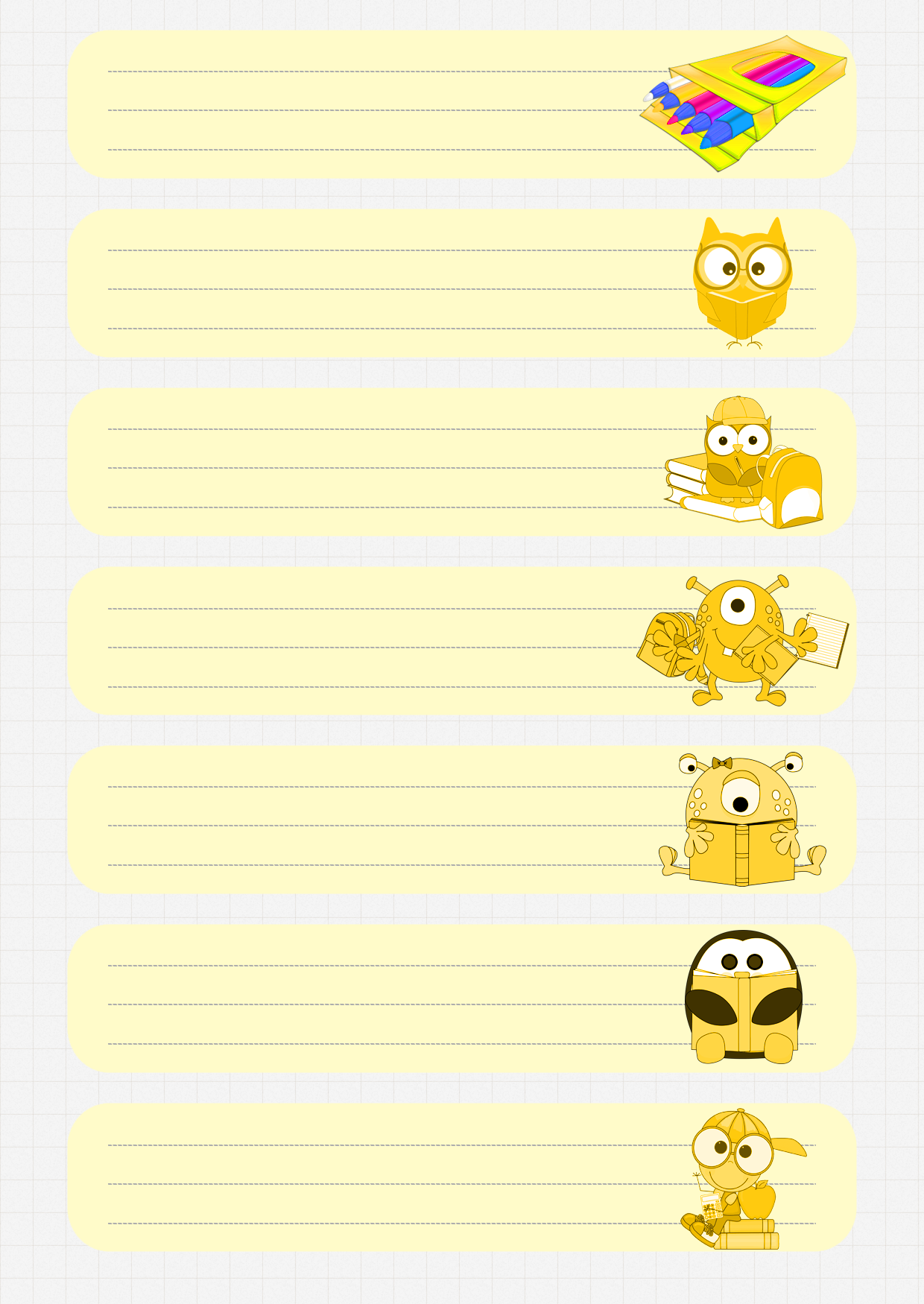 7 Yellow School Book Labels - Smiley (1240x1750), Png Download