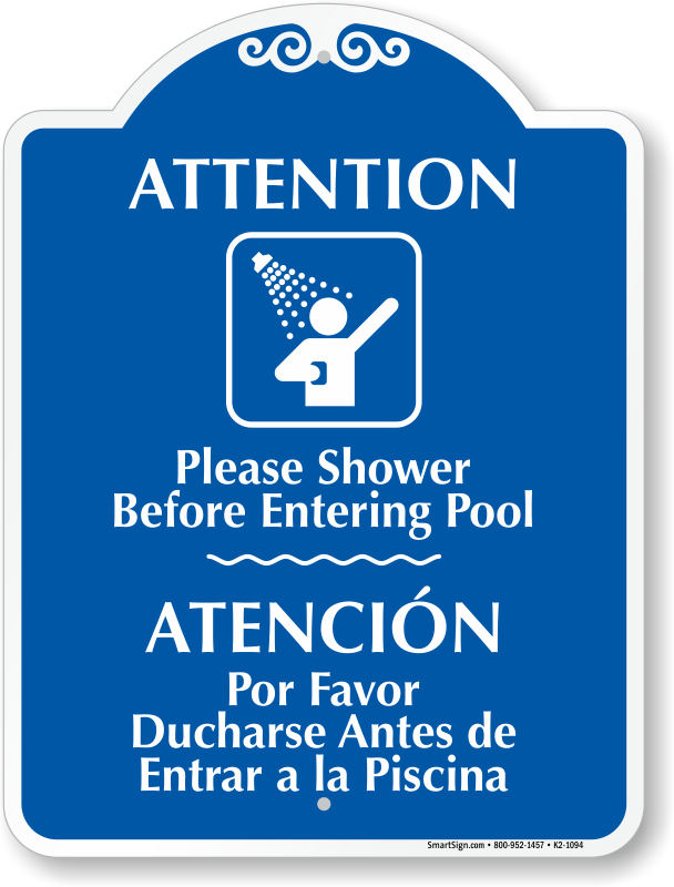 Attention, Shower Before Entering Pool/atencion, Por - Please Shower Before Entering The Pool (608x800), Png Download