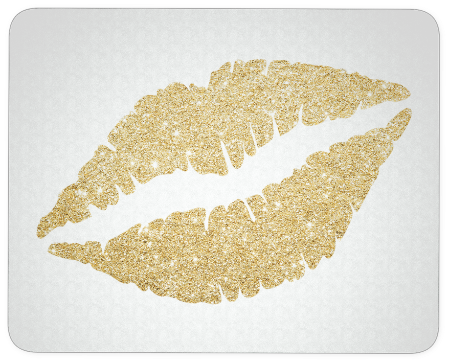 Gold Glitter Sparkle Lipstick Lips Kiss White - Transparent Lip Print (1024x1024), Png Download