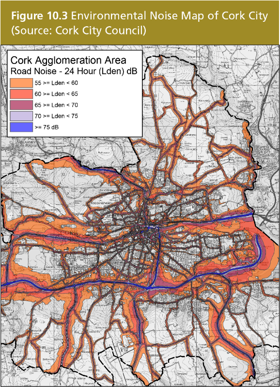 Environmental Noise Map Of Cork City - Map (719x950), Png Download