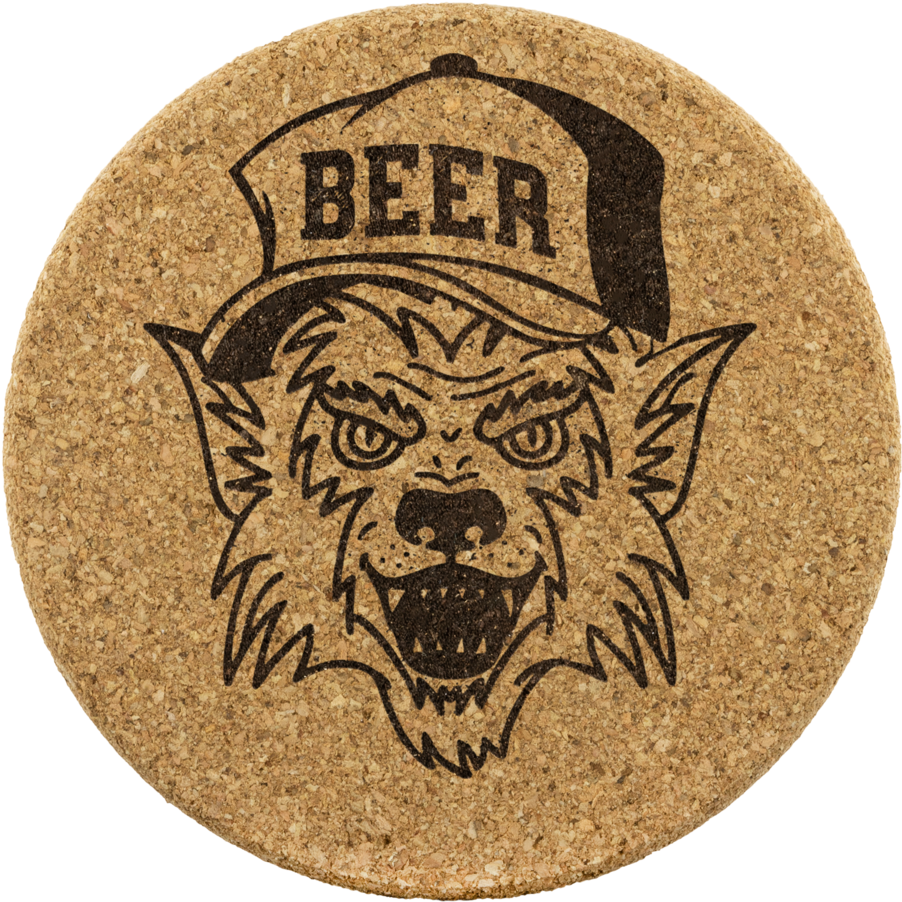 Werewolf Beer Hat Round Cork Coasters Coasters - Wall Hanging Bottle Opener (1024x1024), Png Download