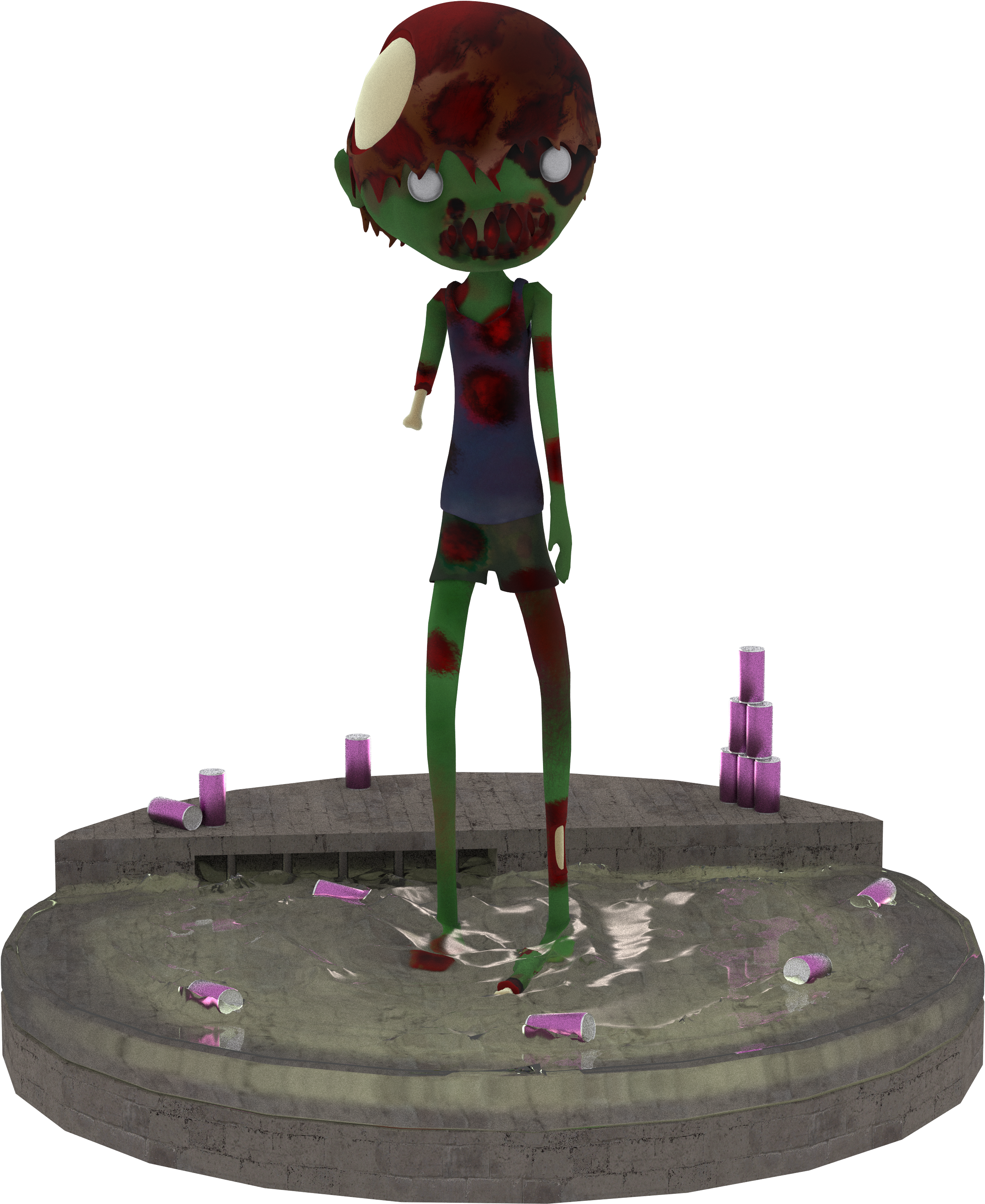 Zombie Rendu Debout (3200x3200), Png Download