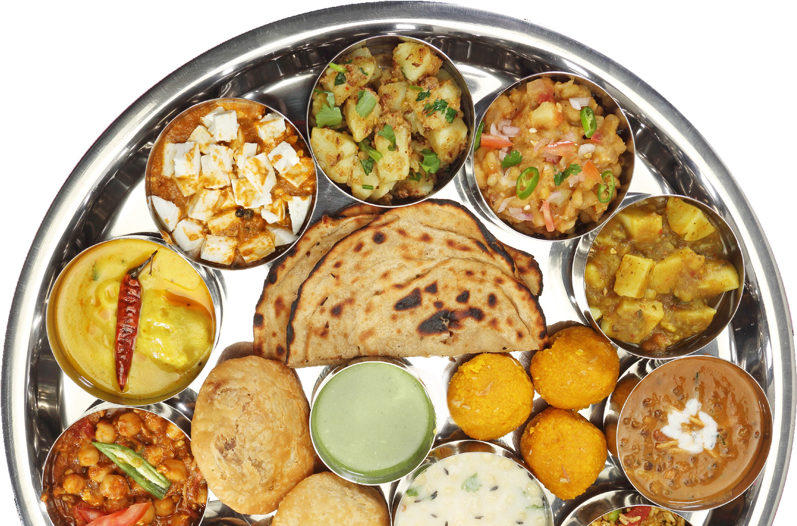 Agrawal's Rajbhog Thali - Dal Bati Churma Thali (1912x1093), Png Download