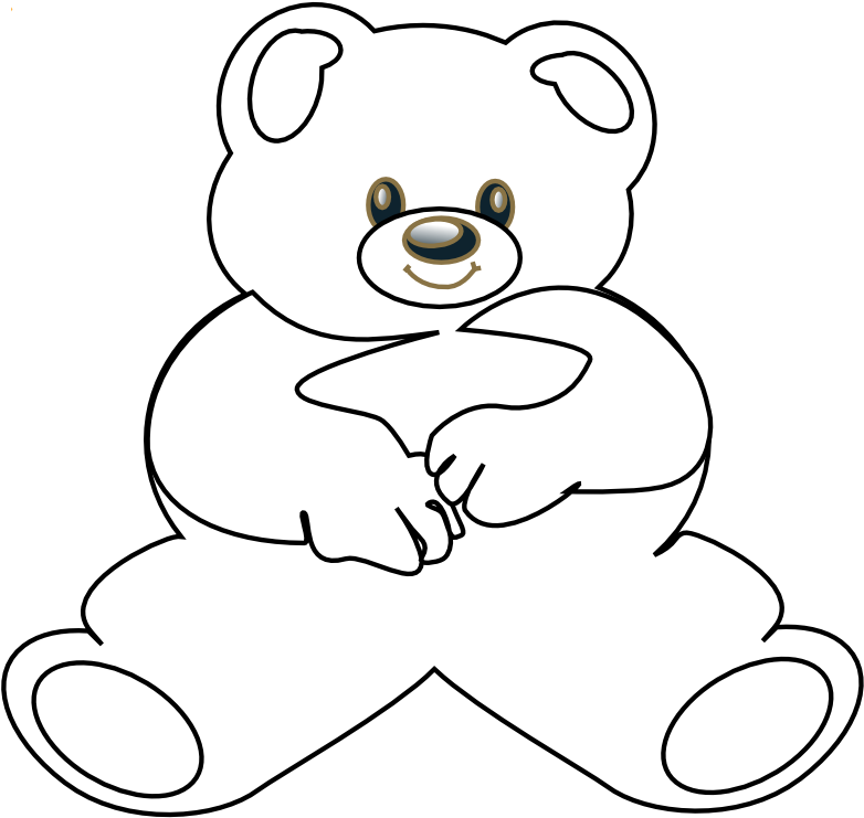 12932 3319 Bear Black White Line Teddy Bear Animal - Teddy Bear (999x749), Png Download