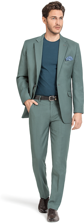 Green Wool Suit - Formal Wear (400x900), Png Download