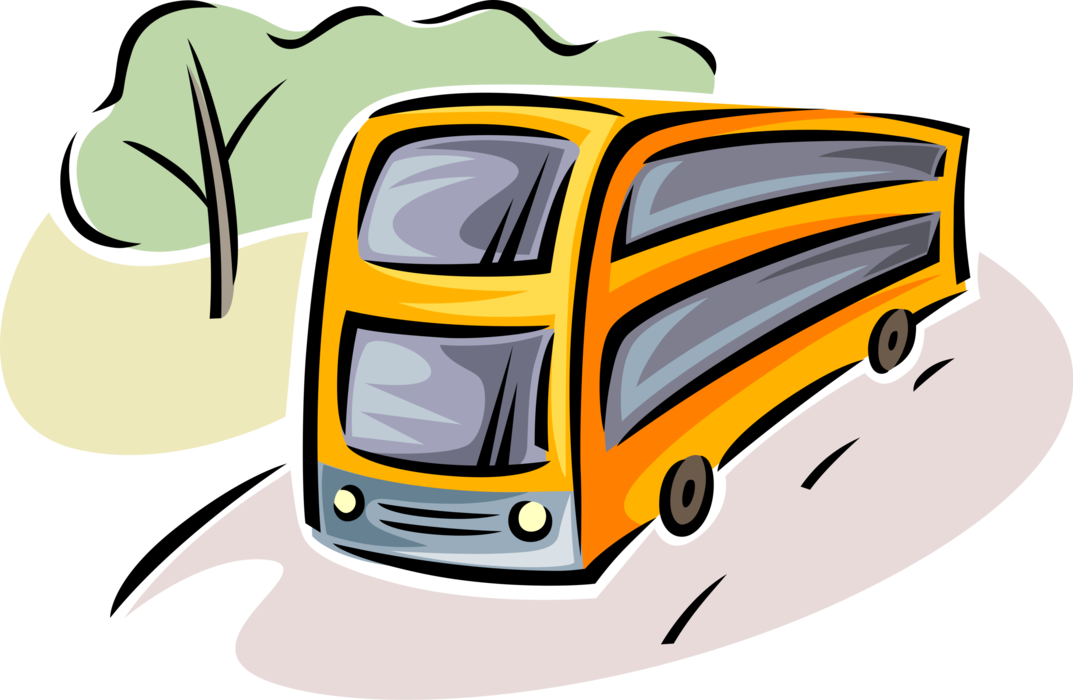 Vector Illustration Of Intercity Passenger Tour Bus - Illustration (1073x700), Png Download