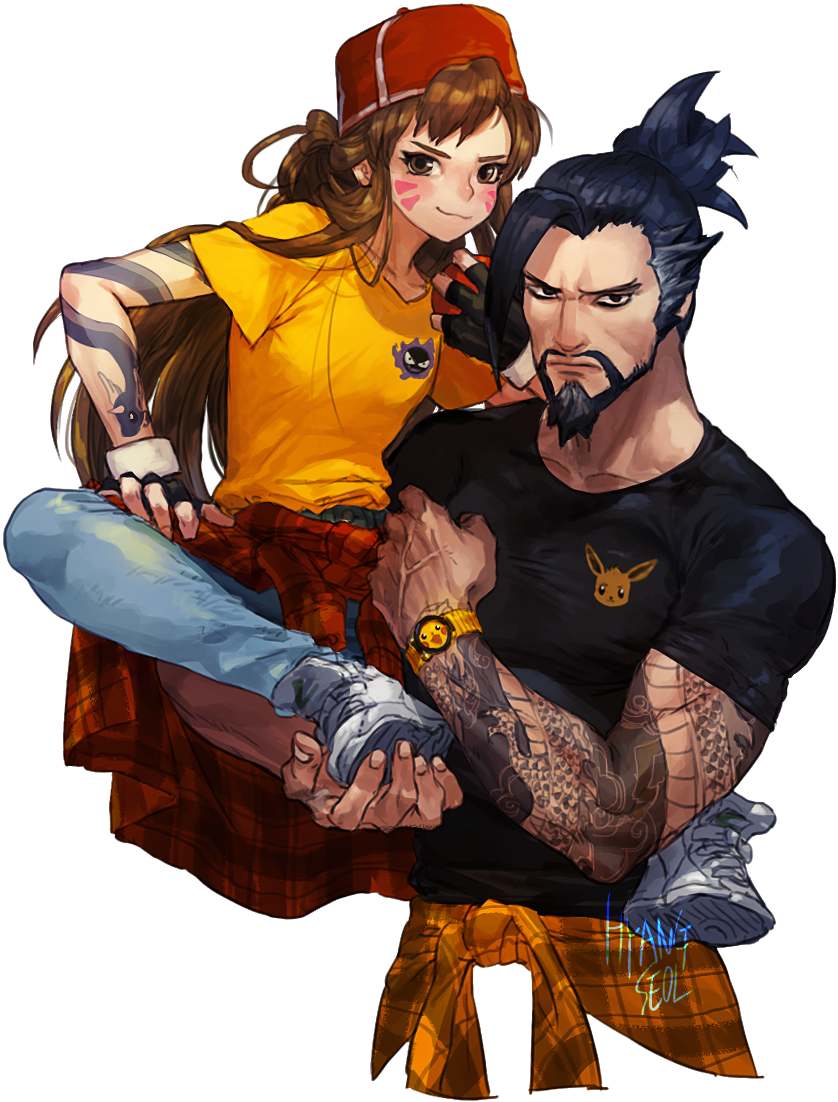 Hanzo Tattoo Png - D Va And Hanzo (987x1224), Png Download