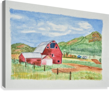 Red Barn Landscape - Library (429x358), Png Download