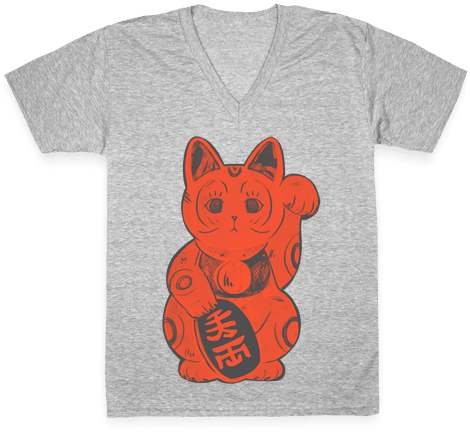 Japanese Lucky Cat V-neck Tee Shirt - Baking Shirt Design (484x484), Png Download