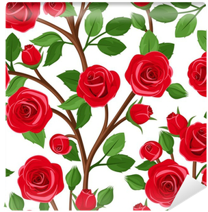 Seamless Background With Branches Of Red Roses - Clip Art (400x400), Png Download