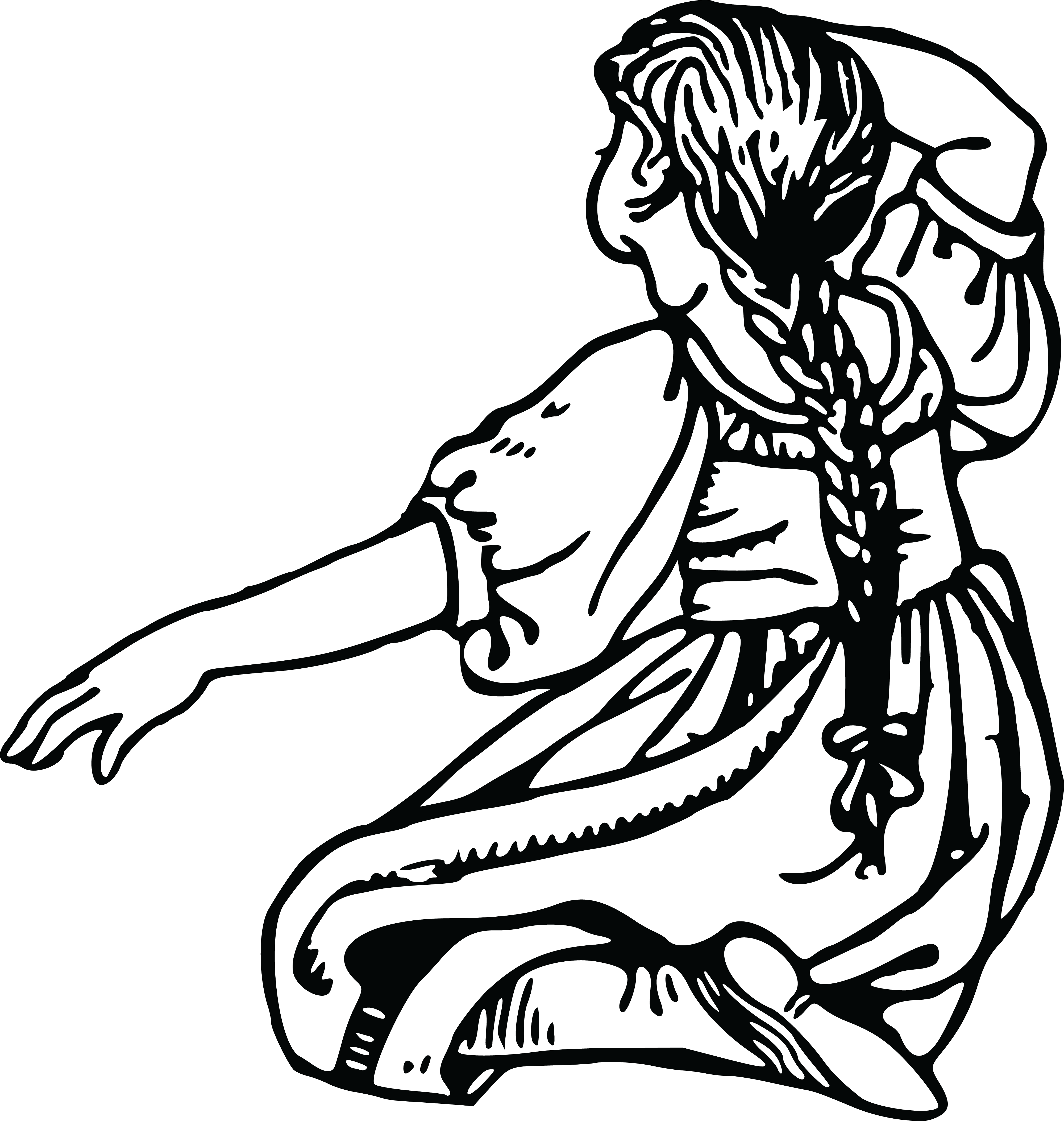 , , - Clip Art Black And White Picture Of Girl Dancing (4000x4213), Png Download