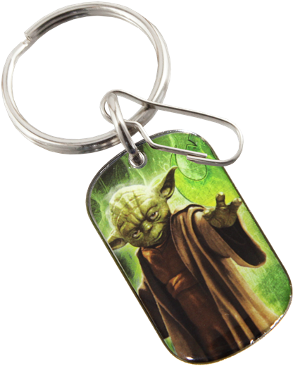 Picture Of Star Wars Yoda Domed Key Chain - Star Wars Yoda Birthday Card (575x600), Png Download