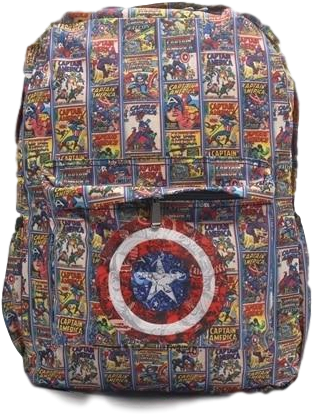 Captain America Cartoon School Backpack - Marvel Captain America Shield - Obraz Na Płótnie (350x438), Png Download
