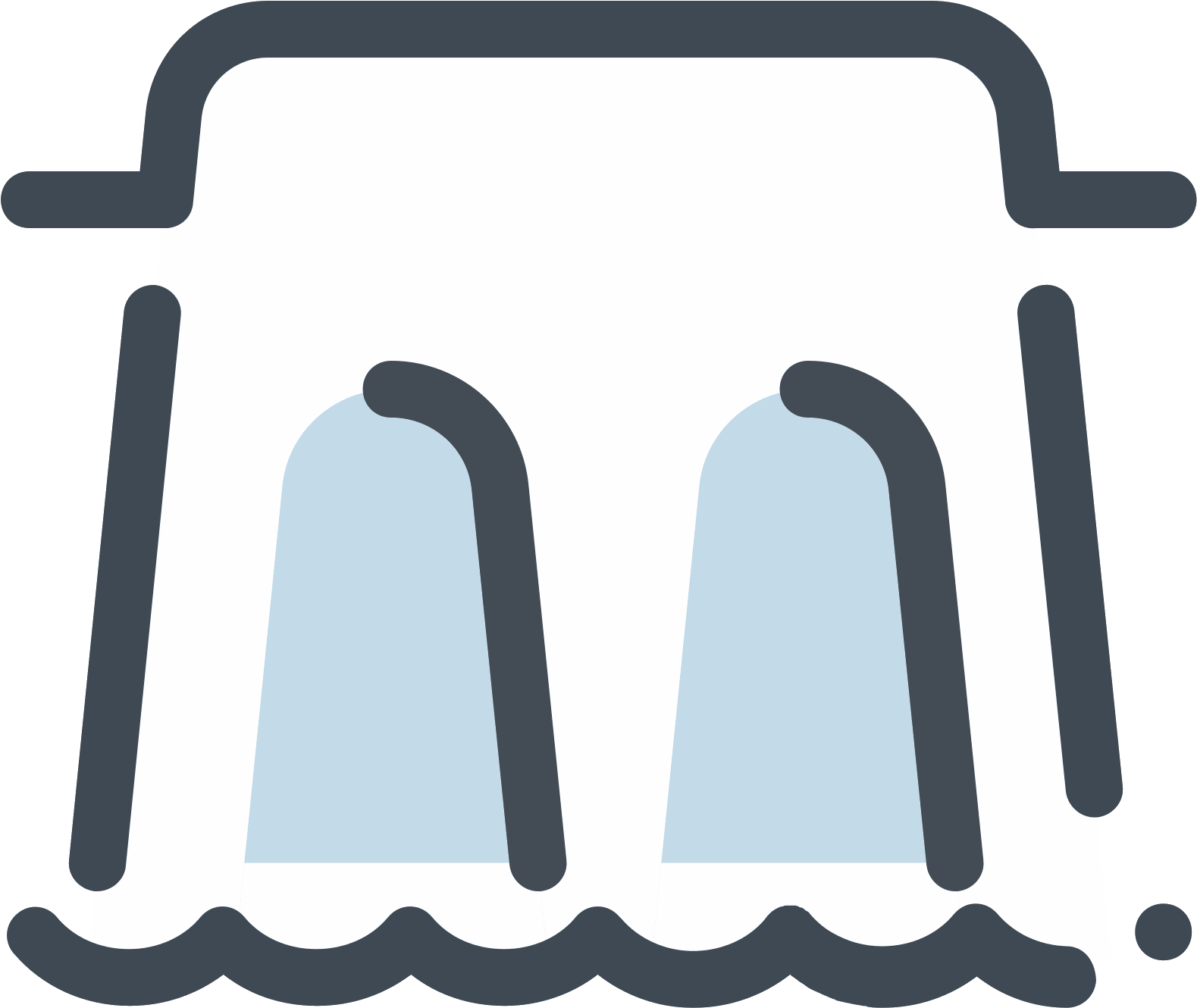 This Is An Image Of Two Sets Of Wavy Lines With A Dam - Icon (1600x1600), Png Download