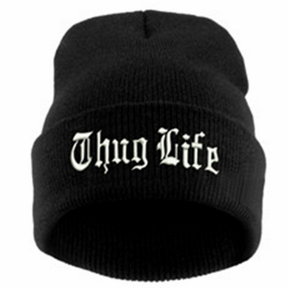 Thug Life Knit Black Beanie Hat (1000x1231), Png Download