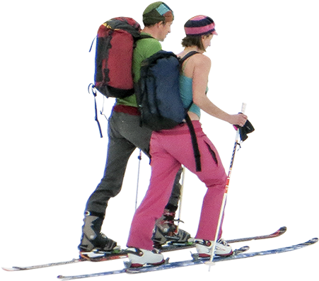 Two Back-country Skiers Are Hiking Up A Ski Slope With - Skiers Png (450x450), Png Download