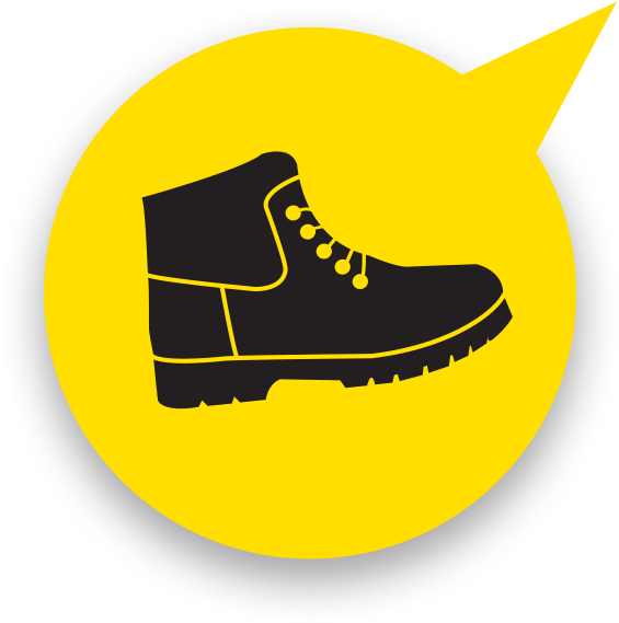Be On The Lookout For Faster Trail Users Bikers, Runners, - Work Boots (600x600), Png Download