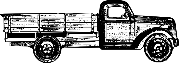 Drawn Truck Old School Truck - Free Vintage Truck Clip Art (600x211), Png Download