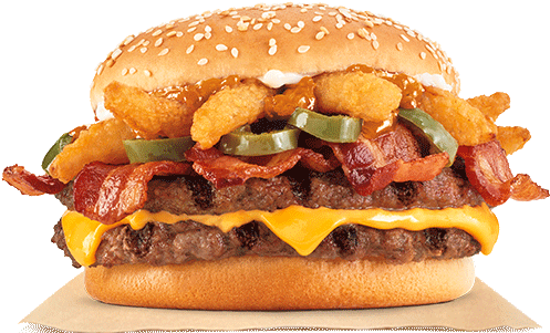 Our Angry King™ Sandwich Features Two ¼ Lb Savoury - Mechant King Burger King (500x540), Png Download