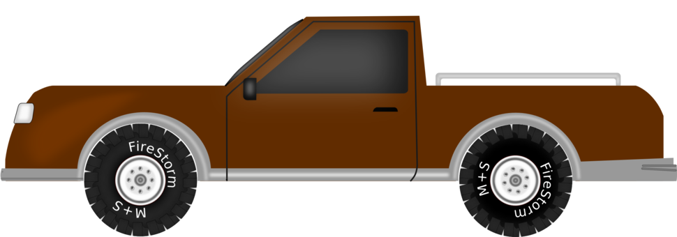 Pickup Truck Tire Car Isuzu Faster - Clipart Brown Pickup Truck (970x340), Png Download