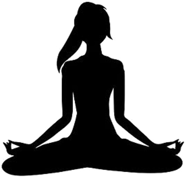 Meditating Png Pic - Black And White Yoga Clip Art (601x600), Png Download