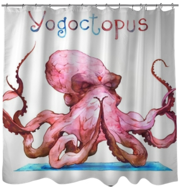 Watercolor Illustration Of A Meditation Octopus Shower - Wallpaper (400x400), Png Download