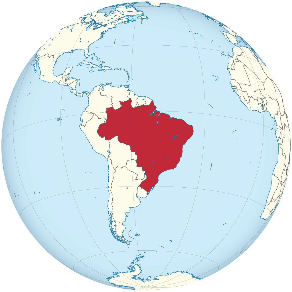 Brazil On The Globe - Brasil No Globo (1024x1024), Png Download