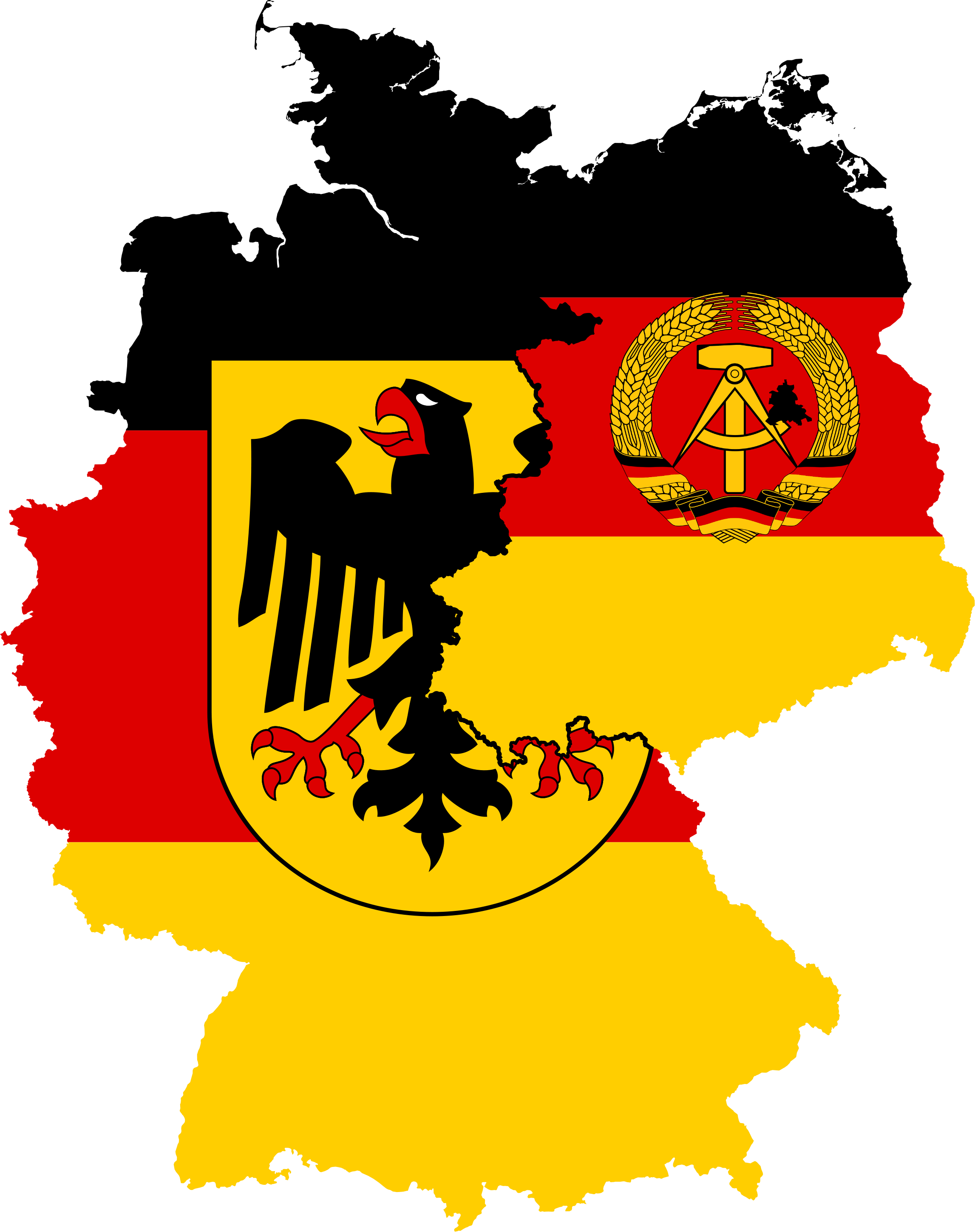 West Germany & East Germany Flag Map - West Germany And East Germany Flag (2294x2897), Png Download