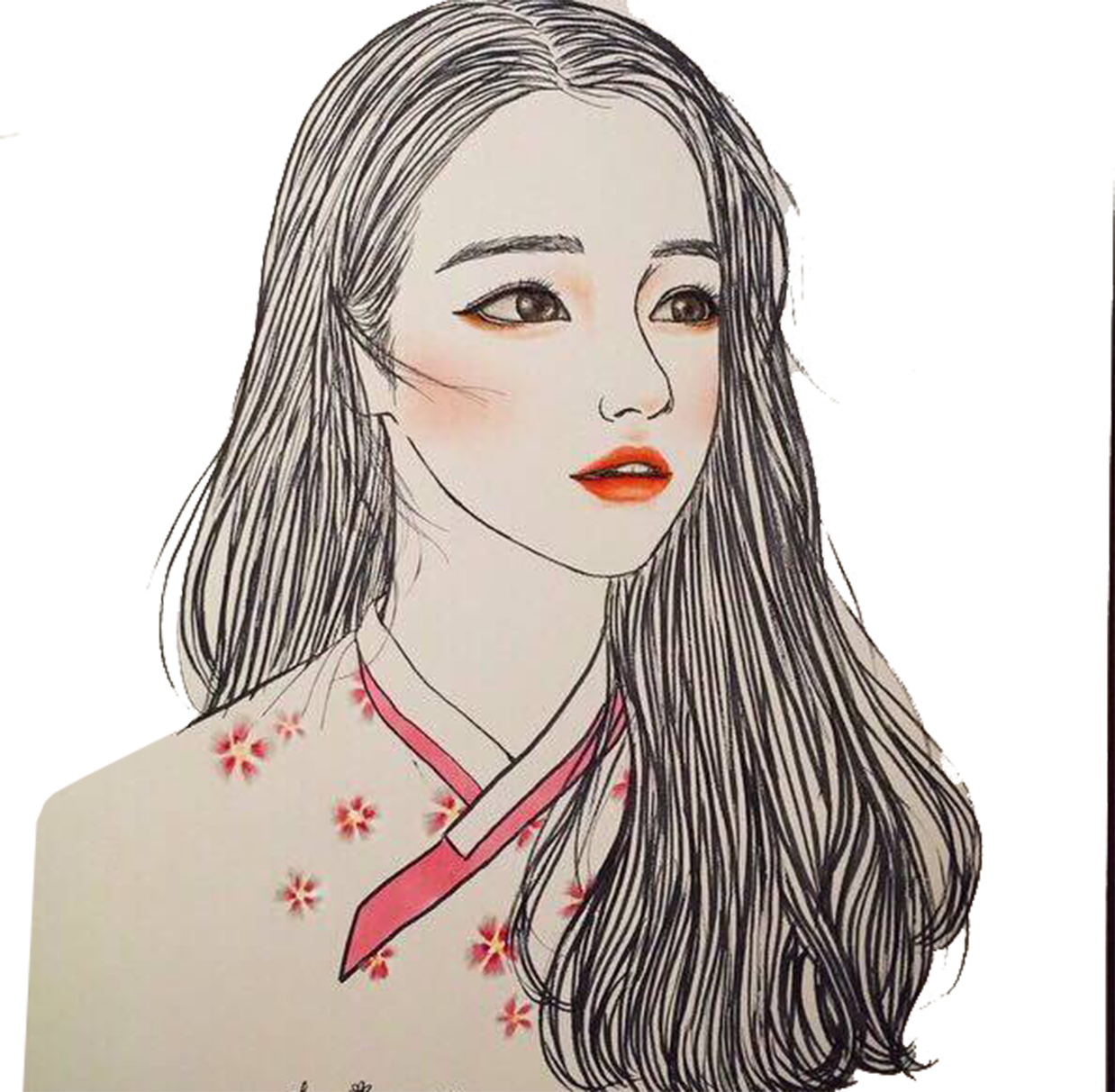 Drawing Illustrator Ulzzang Art Illustration - Ulzzang Art (1238x1212), Png Download
