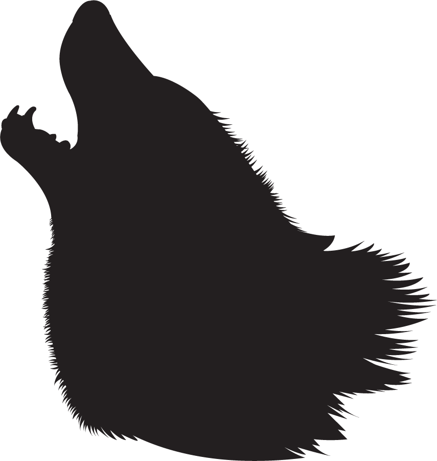 Clip Art Animals Four Legged Mammals Howling Wolf Silhouette - Howling Wolf Head Silhouette (855x901), Png Download