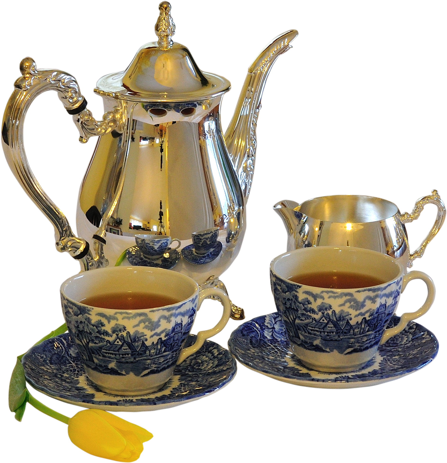 Teapot And Tea Cup Png - Tea Cup And Kettle Png (2128x2100), Png Download