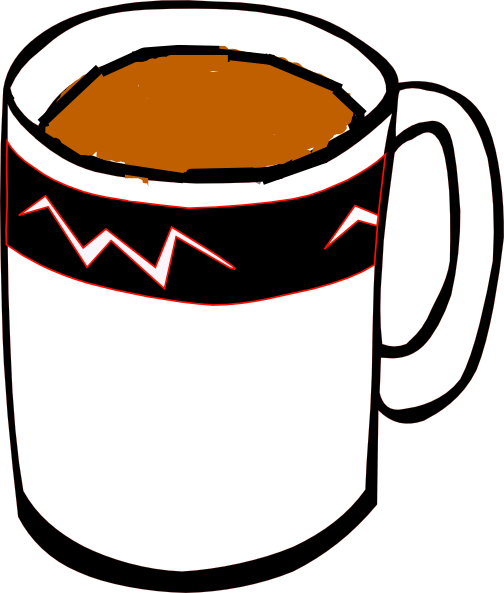 Tea Mug In White, Black And Red Clip Art - Mug Of Coffee Clipart (504x593), Png Download