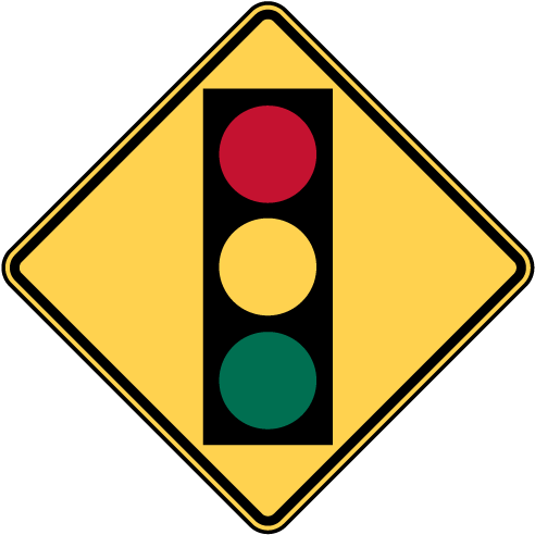 Arrow Traffic Light Ahead - Traffic Light Road Sign (500x493), Png Download