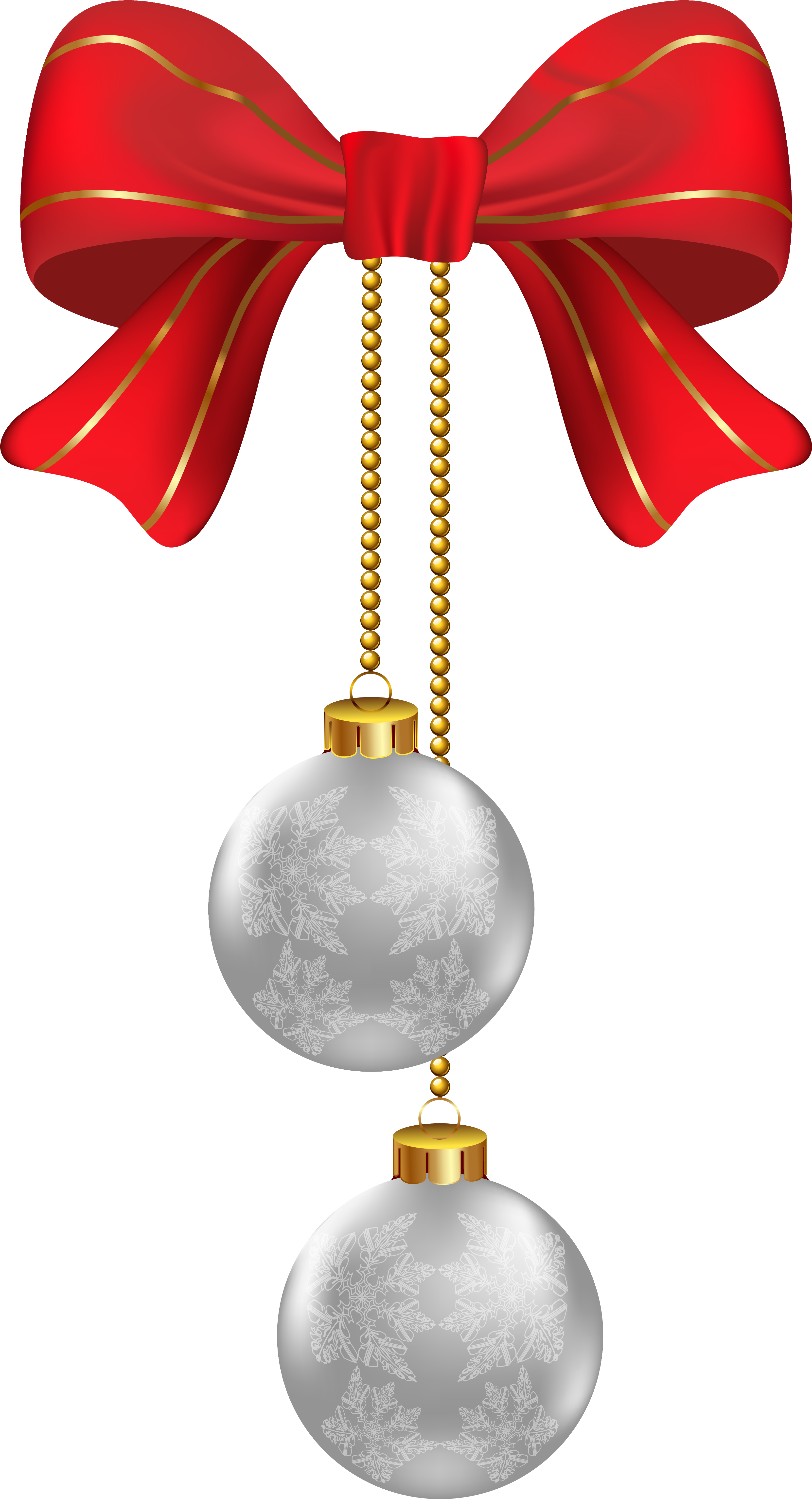 Hanging Christmas Silver Ornaments Png Clipart Image, - Christmas Ornaments Hanging Png (3459x6242), Png Download