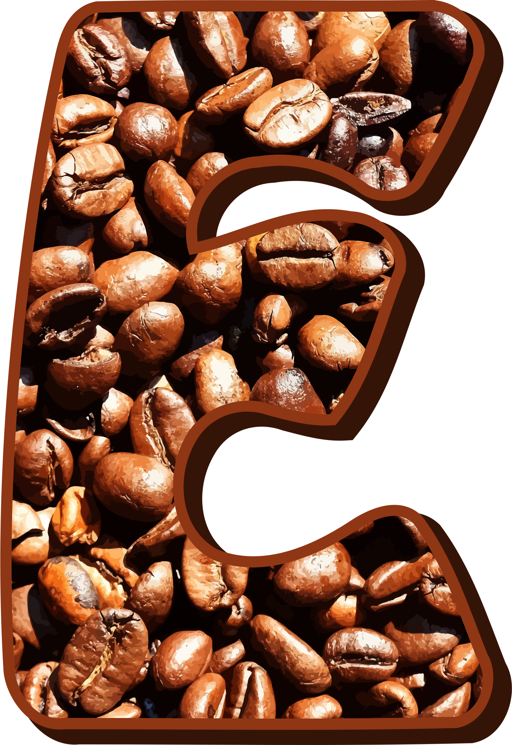 Big Image - Coffee Bean Letter (1651x2400), Png Download