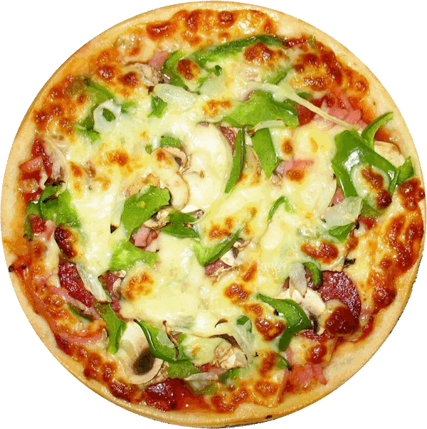 Margherita - Mushroom And Capsicum Pizza (600x603), Png Download