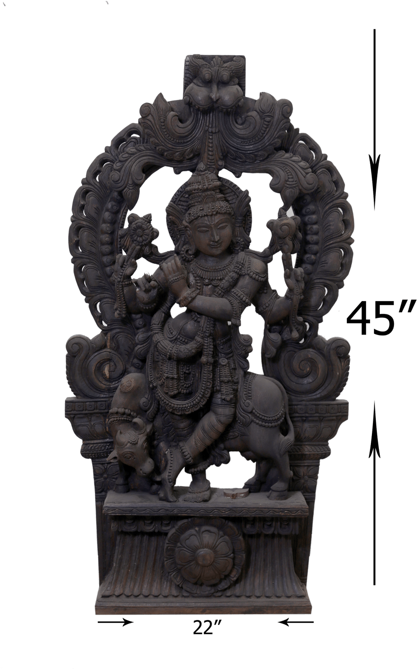 More Views - 1 - Prevnext - Krishna With Cow - Statue (912x1368), Png Download