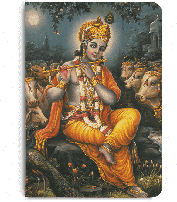 Dailyobjects Indian Mythology Krishna Cows A5 Notebook - Lord Krishna (600x680), Png Download