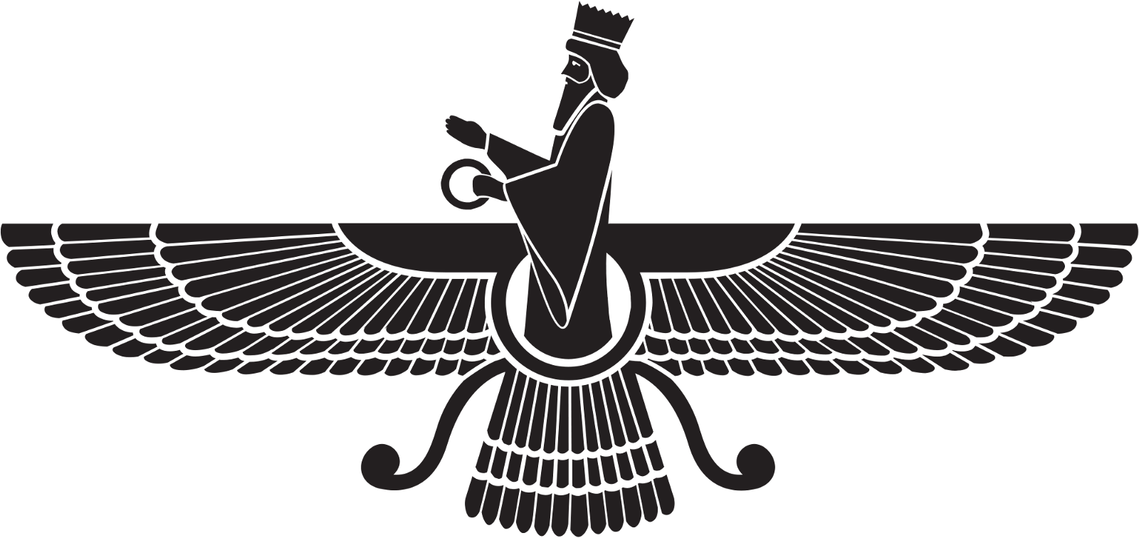 Zoroastrianism Symbol Black And White (1600x756), Png Download