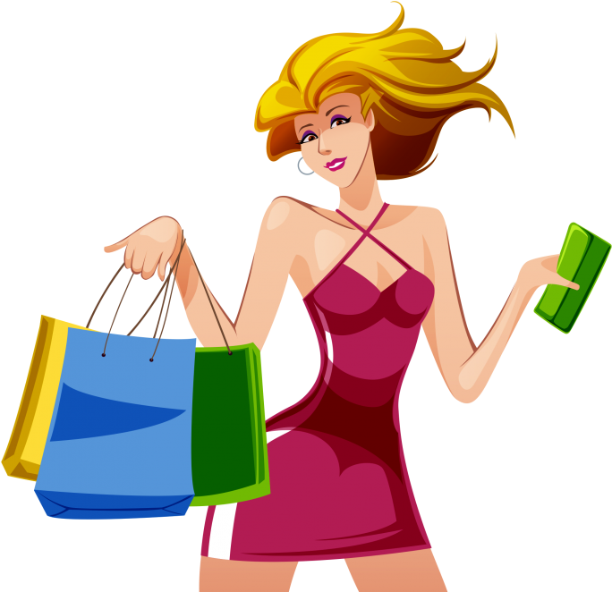 Shopping Girl Vector Png (715x715), Png Download