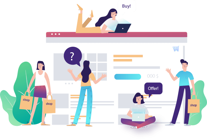 Nerb - Ecommerce Development - Online Shopping Illustration (709x476), Png Download