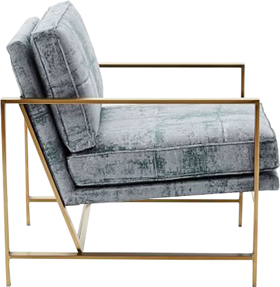 Madrid Single Seater - Velvet Metal Frame Chair (1000x1000), Png Download