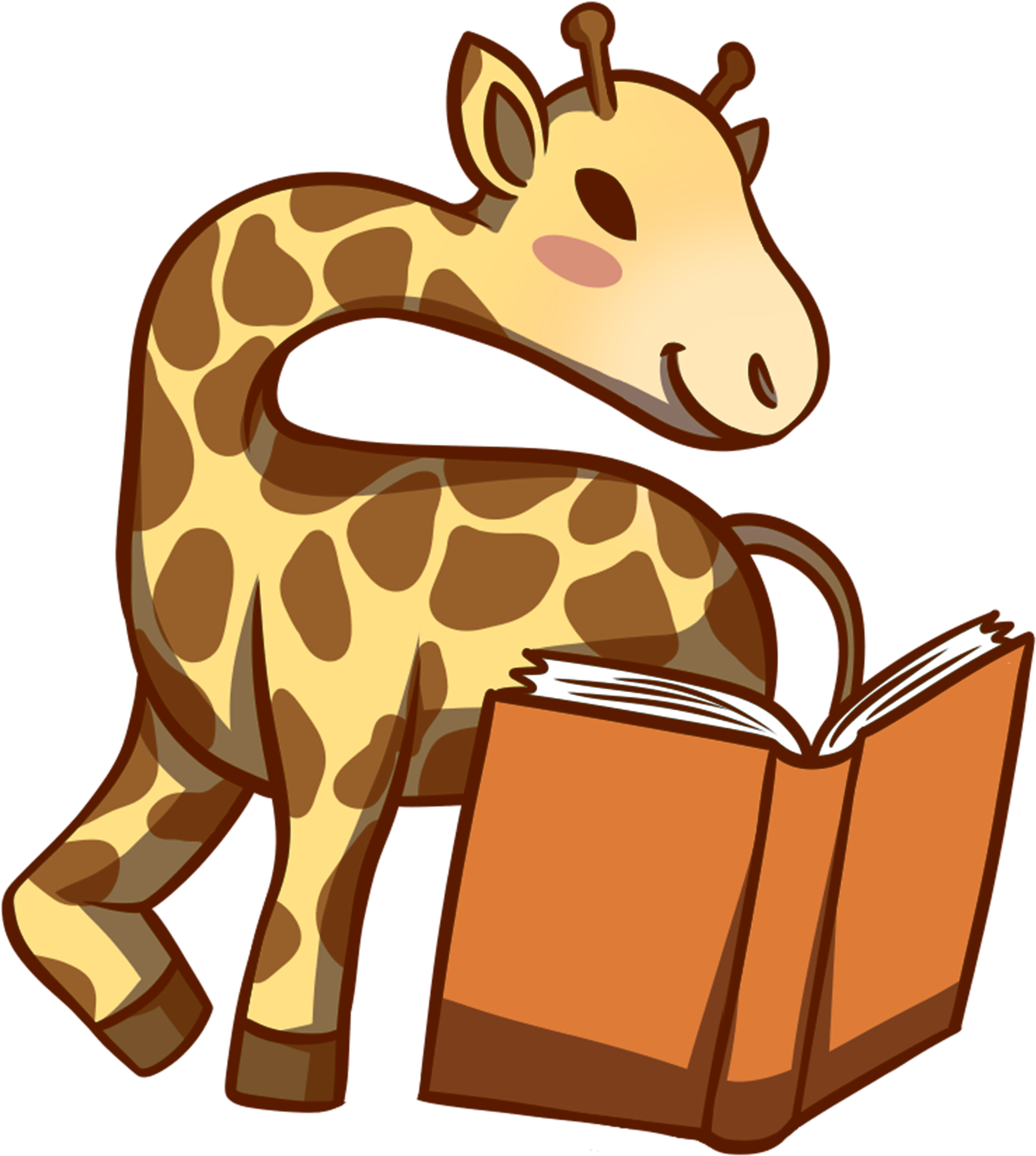 Giraffe Reading Book - Giraffe (2500x2500), Png Download