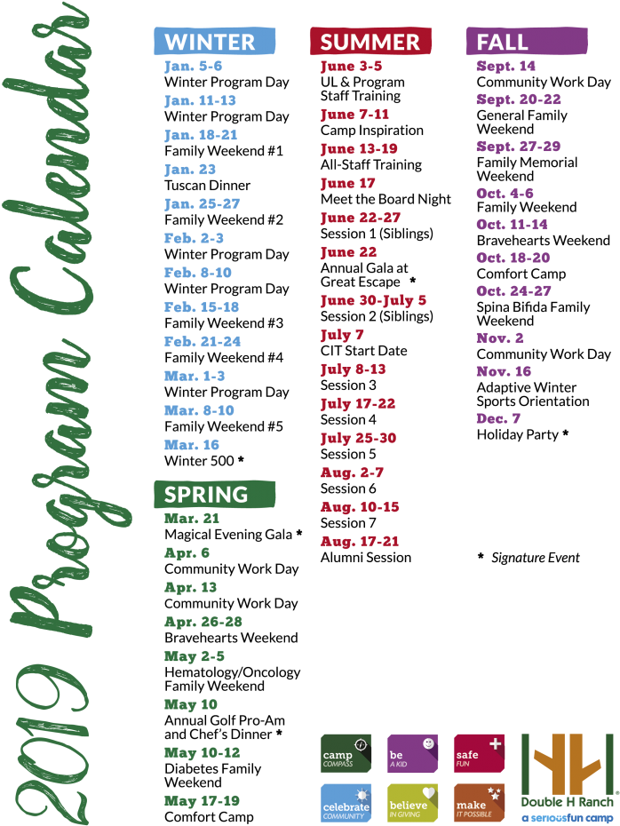 2019 Program Calendar Graphic - Double "h" Ranch (791x1024), Png Download