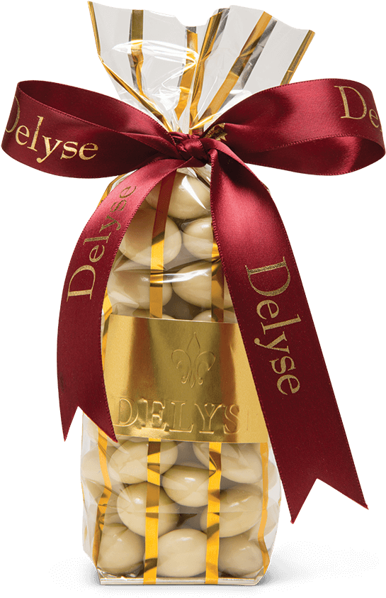 White Chocolate Praline Almonds Gold Bag Red Ribbon - Gift Wrapping (1000x1000), Png Download