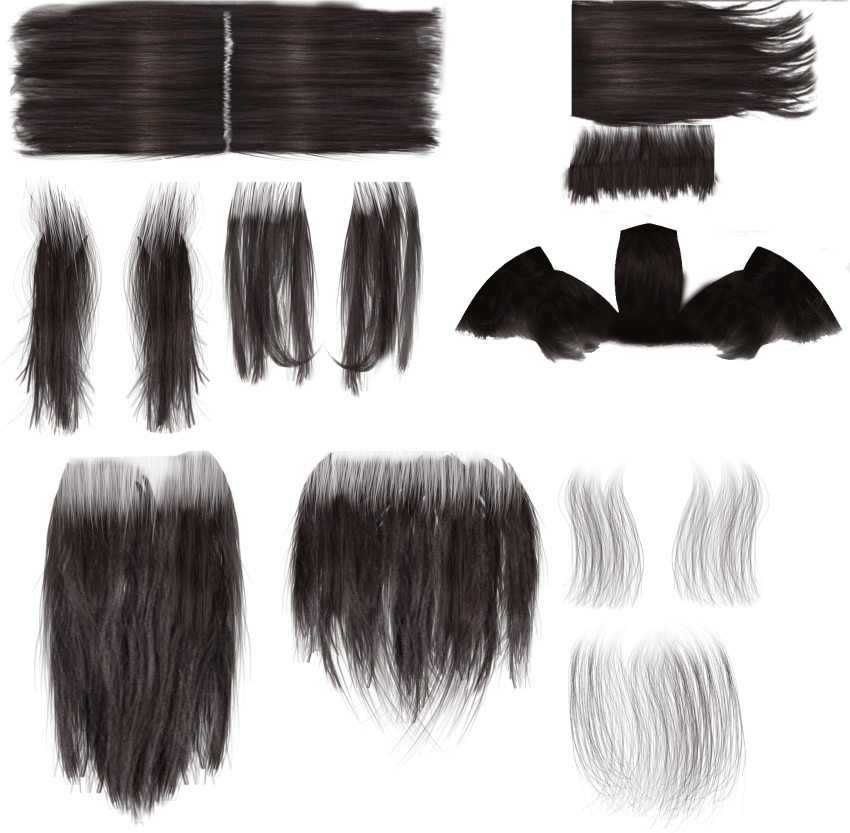 Free Png Download Long Hair Alpha Texture Png Images - Long Hair Alpha Texture (850x833), Png Download
