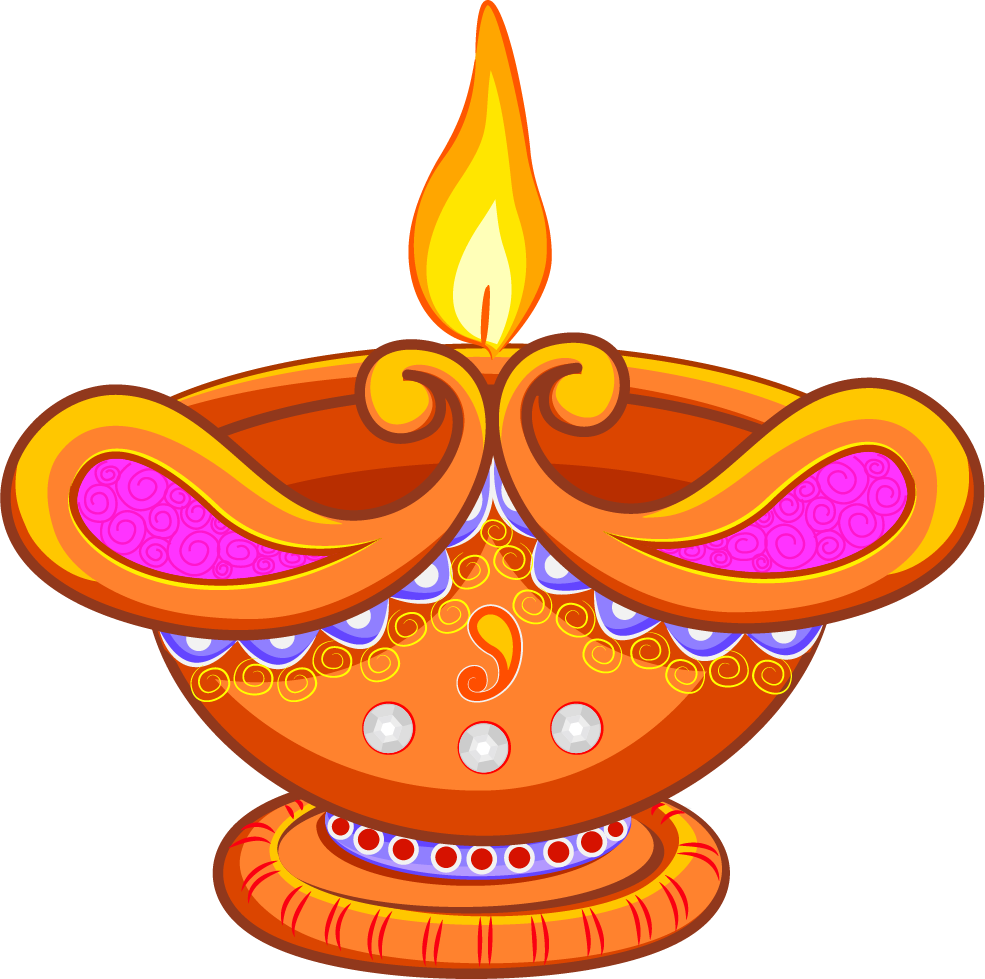 Light Lamp Clip Art - Cartoon Picture Of Diwali (985x979), Png Download