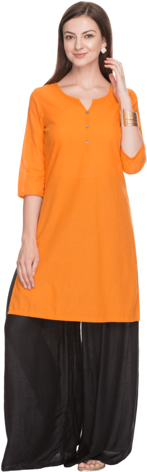 Women Slim Fit Solid Kurta - Formal Wear (640x960), Png Download