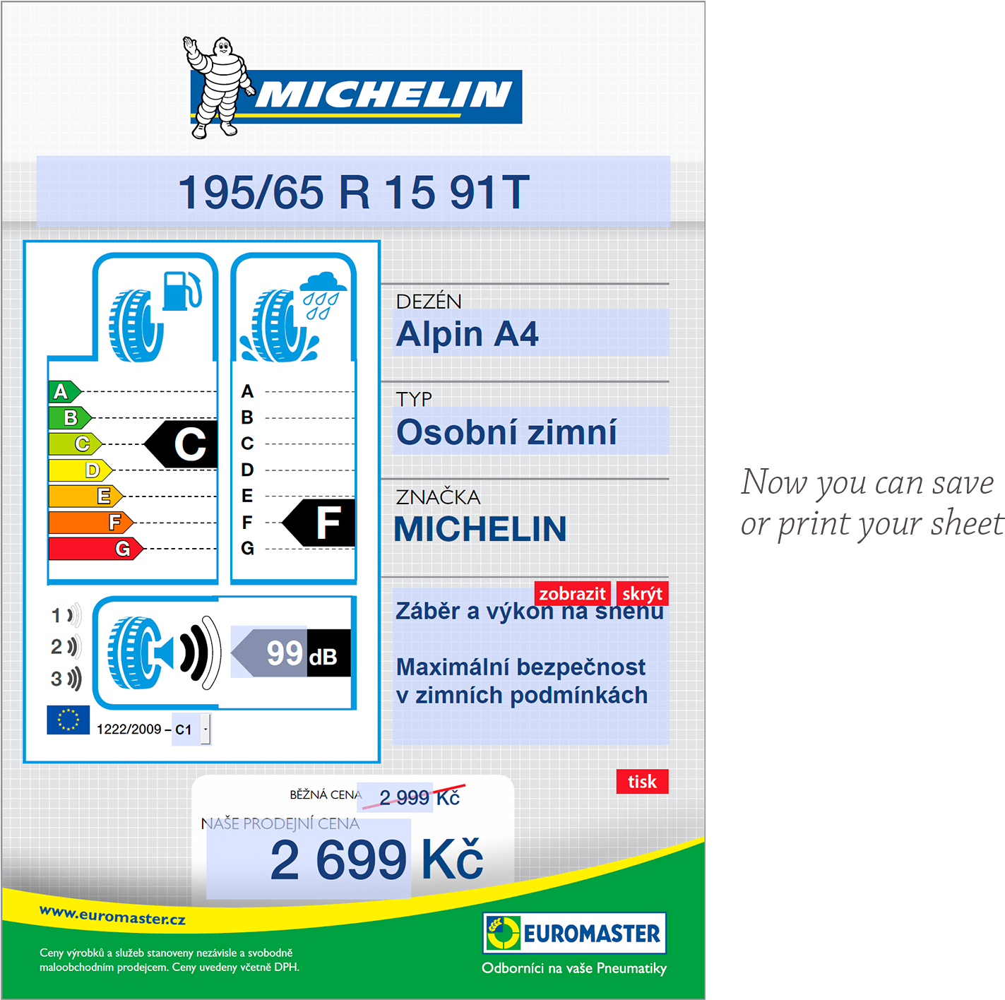 Hankook Kinergy Eco K425 Eu Label (1500x1415), Png Download